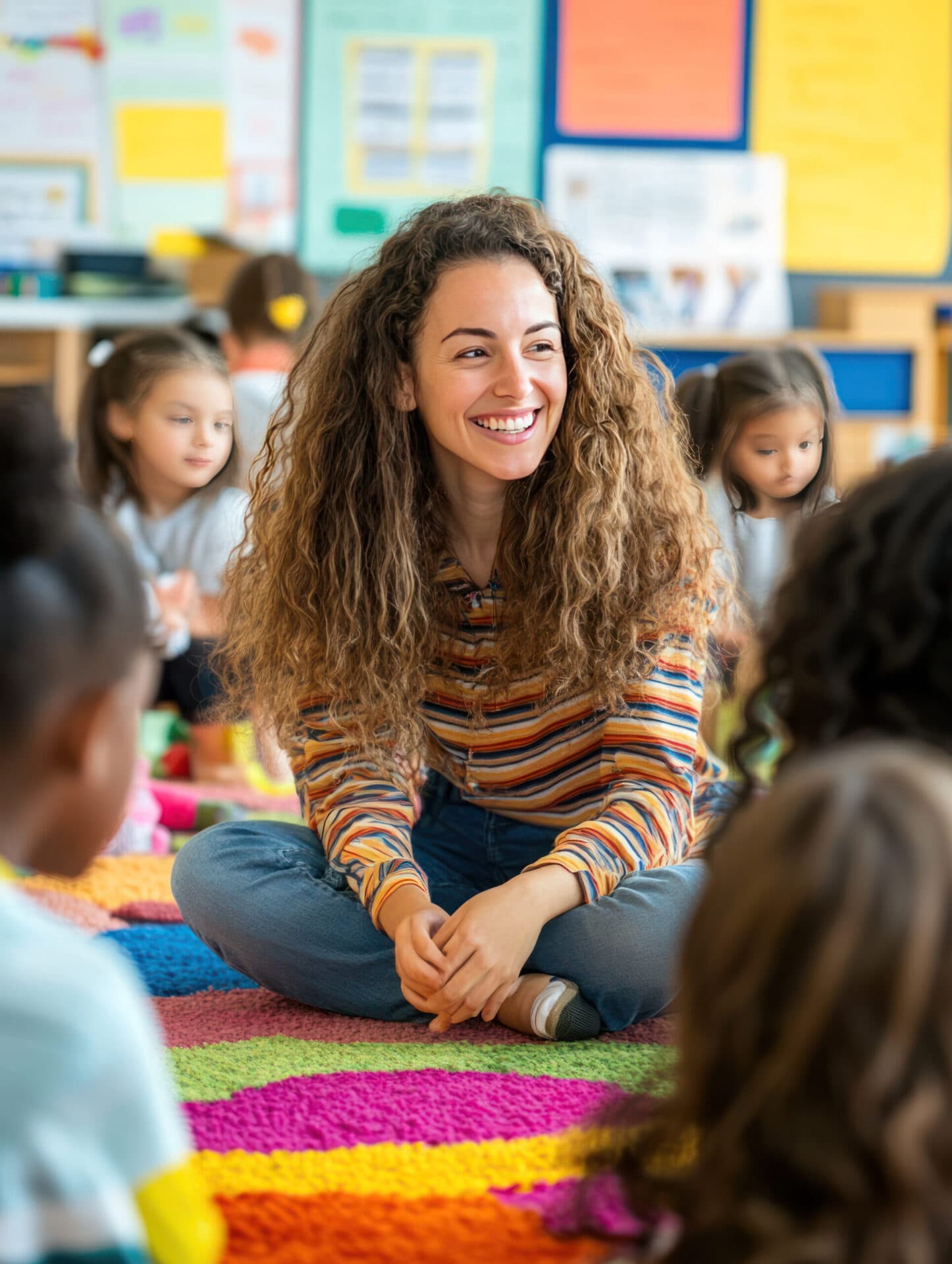 A Little People’s Landing teacher with children in the classroom